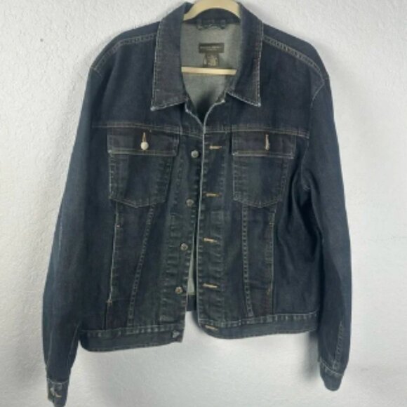 Banana Republic Men’s Trucker Jean Jacket Dark Wash Stretch Denim Size XL - Picture 1 of 4